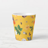 Gele bloemen en witte rozen 10 latte mok (Voorkant)