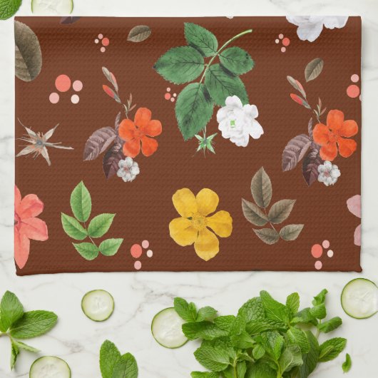 Gele Bloemen en Witte Rozen 12 Theedoek (Gevouwen)