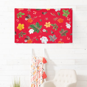 Gele bloemen en witte rozen 13 spandoek