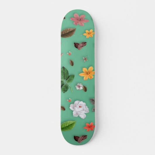 Gele bloemen en witte rozen 14 skateboard (Voorkant)