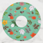 Gele bloemen en witte rozen 14 wijnglaslabel (Voorkant)