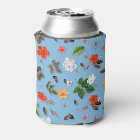 Gele bloemen en witte rozen 18 blikjeskoeler (Blikje Achterkant)