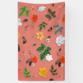 Gele bloemen en witte rozen 19 spandoek (Verticaal)