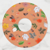 Gele bloemen en witte rozen 25 wijnglaslabel (Voorkant)