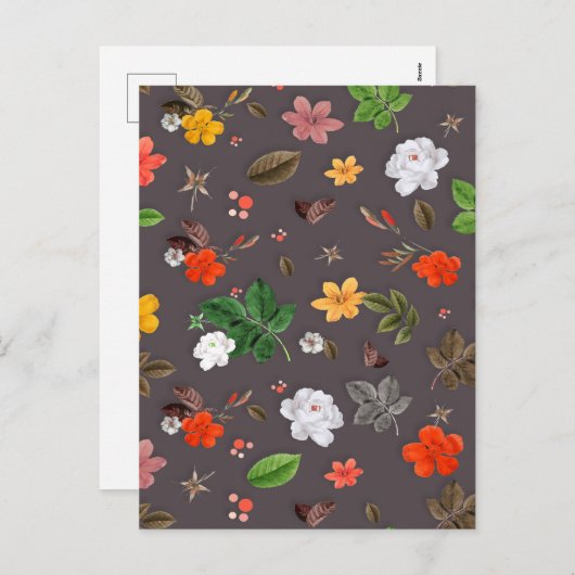 Gele bloemen en witte rozen 26 feestdagenkaart (Voorkant / Achterkant)