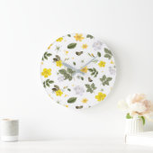 Gele bloemen en witte rozen 3 grote klok (Huis)