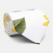 Gele bloemen en witte rozen 3 stropdas (Opgerold)