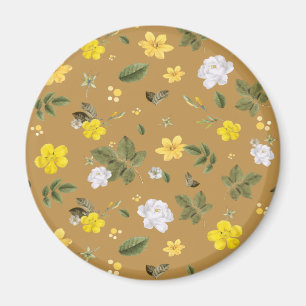 Gele bloemen en witte rozen 4 magneet