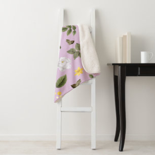 Gele bloemen en witte rozen 5 sherpa deken