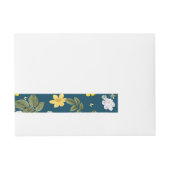 Gele bloemen en witte rozen adreslabel wikkel (Voorkant)