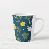 Gele bloemen en witte rozen latte mok (Rechts)