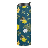 Gele bloemen en witte rozen thermosbeker (Gedraaid links)