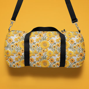 Gele bloemen Faux geborduurd bloemenpatroon Plunjezak