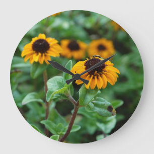 Gele Bloemen Foto Ronde (Grote) Wandklok Grote Klok