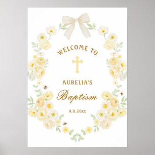 Gele Bloemen Frame Boog Doop Welkom Poster