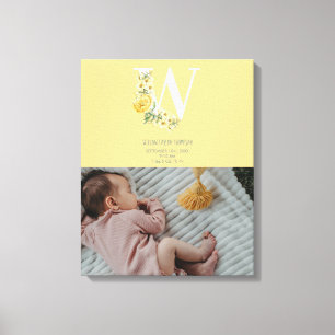 Gele Bloemen Geboorte Statistieken Geboorte Aankon Canvas Afdruk