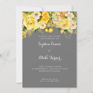 Gele bloemen Gray Garden Weddenschap Kaart
