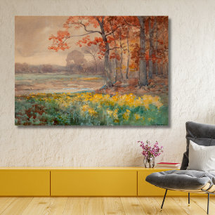 Gele bloemen, grijze dag, 1911 canvas afdruk
