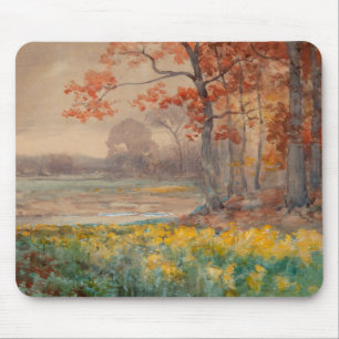 Gele bloemen grijze dag, 1911 muismat