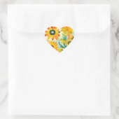 gele bloemen grillige volkskunst hart sticker (Tas)