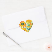 gele bloemen grillige volkskunst hart sticker (Envelop)