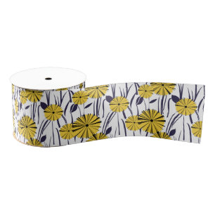 Gele bloemen grosgrain lint