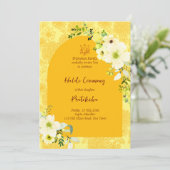 Gele bloemen, Haldi Uitnodiging (Staand voorkant)