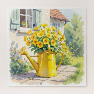 Gele Bloemen in Watering Can Legpuzzel
