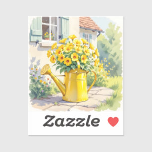  Gele Bloemen in Watering Can Sticker