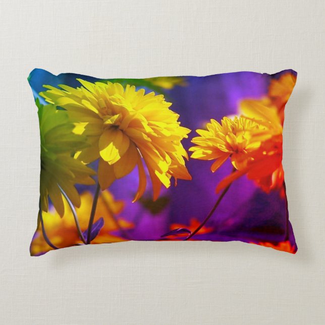Gele bloemen in zonneschijn-Abstract Accent Kussen (Voorkant)