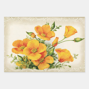   Gele Bloemen Inpakpapier Vel