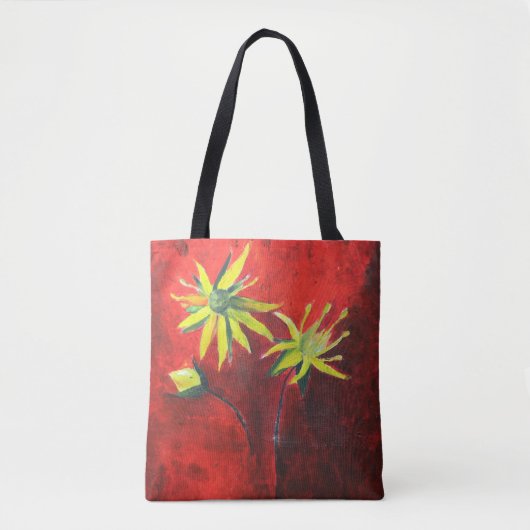 Gele bloemen Kunst Aangepaste All-Over-Print Canva Tote Bag (Voorkant)