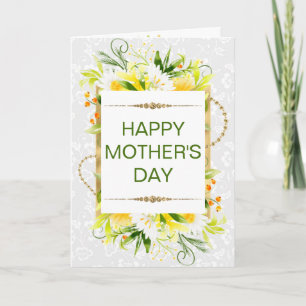 Gele Bloemen & Madeliefjes Moederdag Kaart