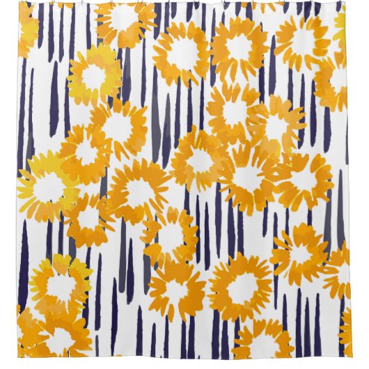 Gele bloemen: met de hand beschilderd  douchegordijn (Voorkant)