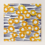 Gele bloemen: met de hand beschilderd  legpuzzel (Horizontaal)