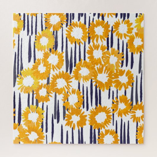 Gele bloemen: met de hand beschilderd  legpuzzel (Verticaal)