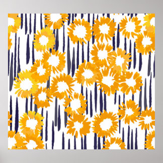 Gele bloemen: met de hand beschilderd  poster