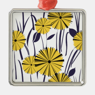 Gele bloemen metalen ornament