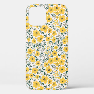Gele bloemen: moderne bloemen naadloos. iPhone 12 hoesje