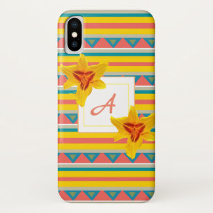 Gele Bloemen monogram iPhone Case
