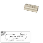 Gele Bloemen op Abstracte Groene Bruiloft Rubberstempel (Gestempeld)