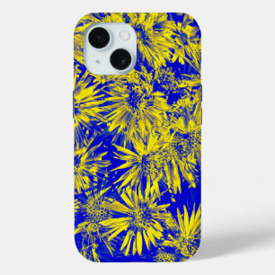 Gele Bloemen Op Blauw
