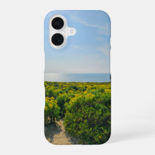 gele bloemen op de heuvelhelling bij Point Dume iPhone 16 Hoesje
