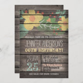 Gele bloemen op rustieke volwassen tienerverjaarda kaart (Voorkant / Achterkant)