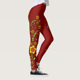 Gele bloemen op wijnstokken Leggings