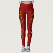 Gele bloemen op wijnstokken Leggings (Voorkant)