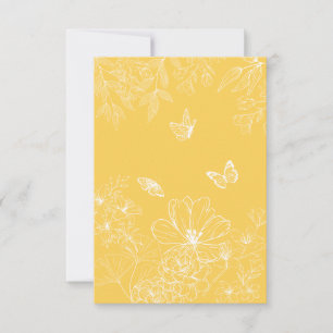 Gele bloemen patroon, bloemen, minimalistisch bedankkaart