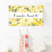 Gele bloemen, patroon van bloemen, zoet 16 spandoek (Insitu)