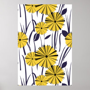 Gele bloemen poster