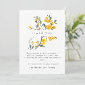 Gele Bloemen Rouw Begrafenis Dank u Bedankkaart (Staand voorkant)